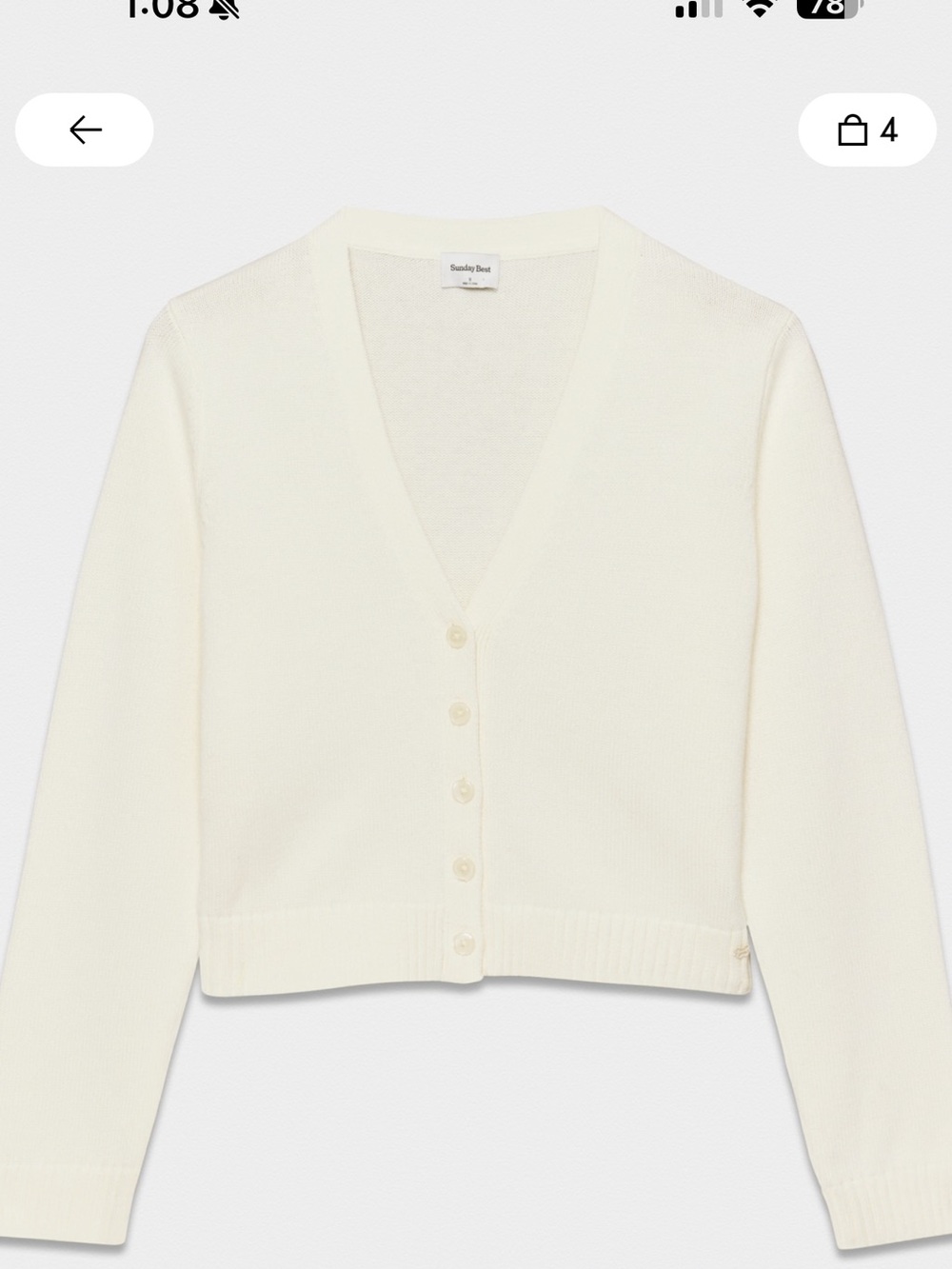 Aritzia Sunday Best V-Neck Cardigan in Whisper White.